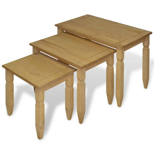 Berkfield Three Piece Nesting Table Set Mexican Pine Corona Range
