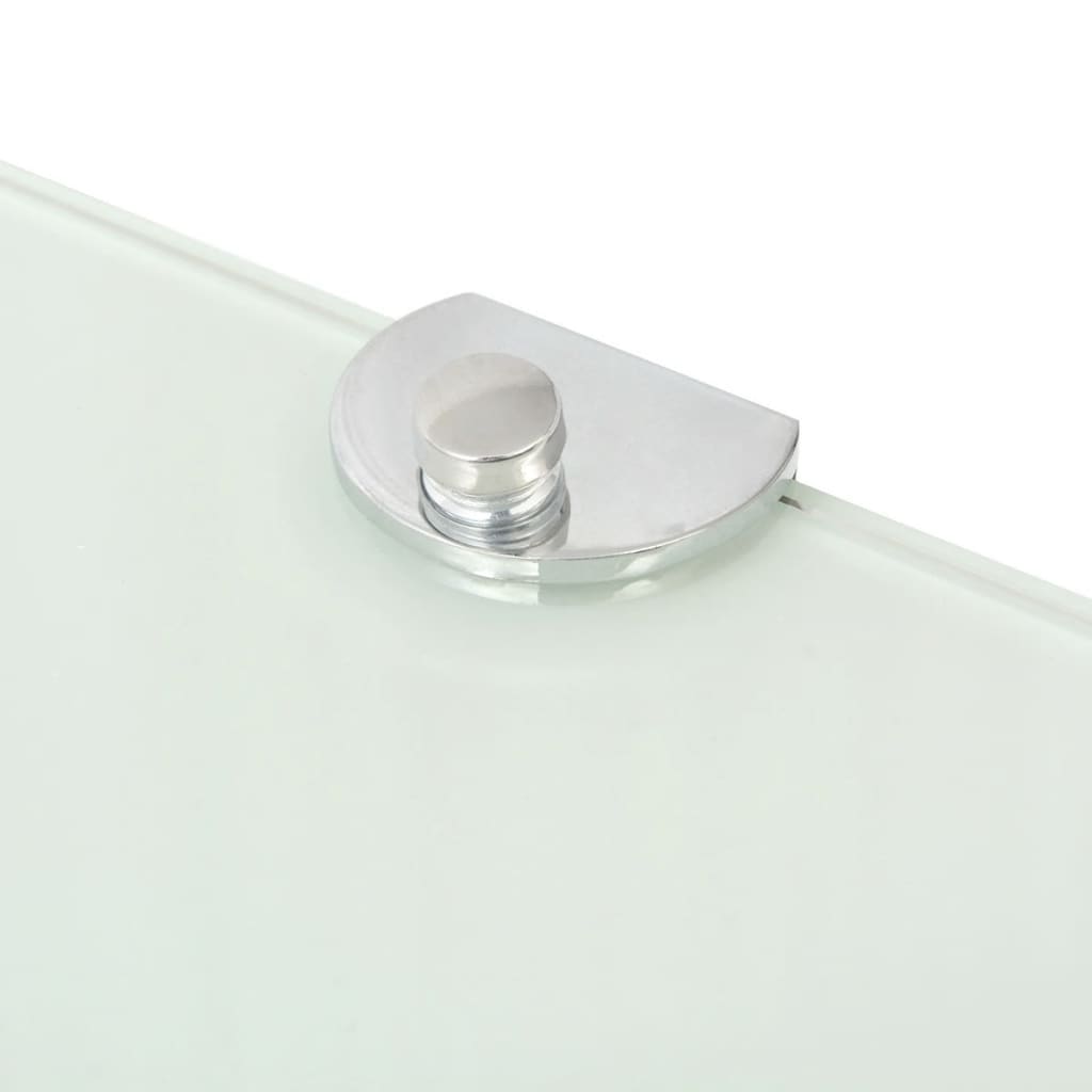 Berkfield Corner Shelf with Chrome Supports Glass White 25x25 cm