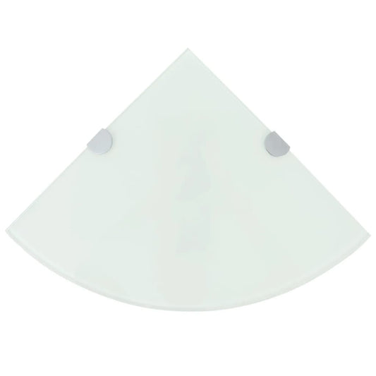 Berkfield Corner Shelf with Chrome Supports Glass White 35x35 cm