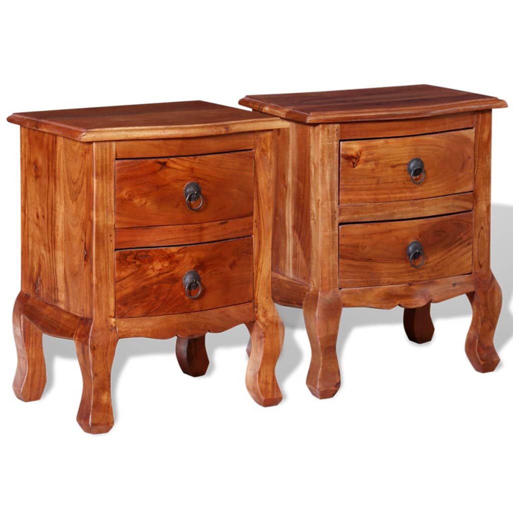 Berkfield Nightstands with Drawers 2 pcs Solid Acacia Wood