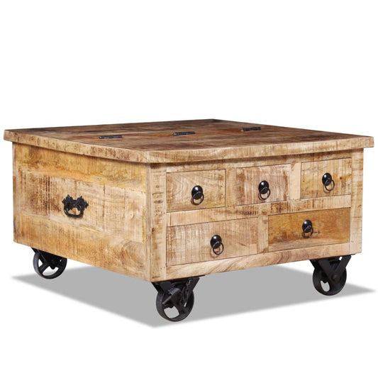 Berkfield Coffee Table Rough Mango Wood 70x70x40 cm