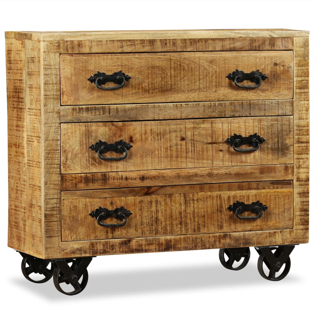 Berkfield Sideboard with 3 Drawers Rough Mango Wood