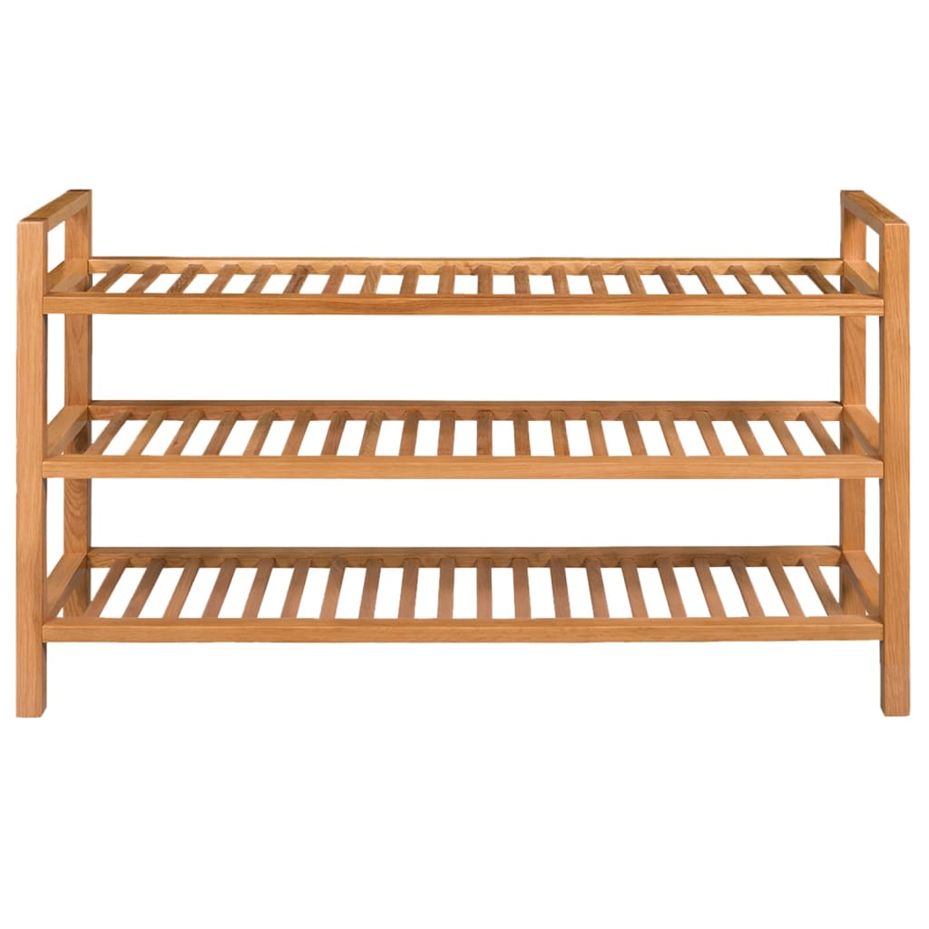 3-Shelf Z-Frame Wooden Shoe sold Rack with Matte Black Metal