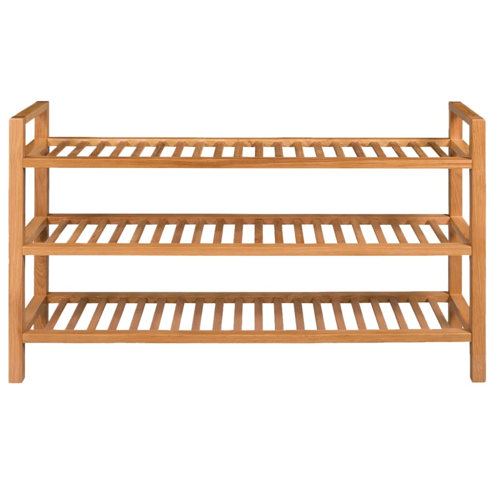 Berkfield Shoe Rack with 3 Shelves 100x27x60 cm Solid Oak Wood