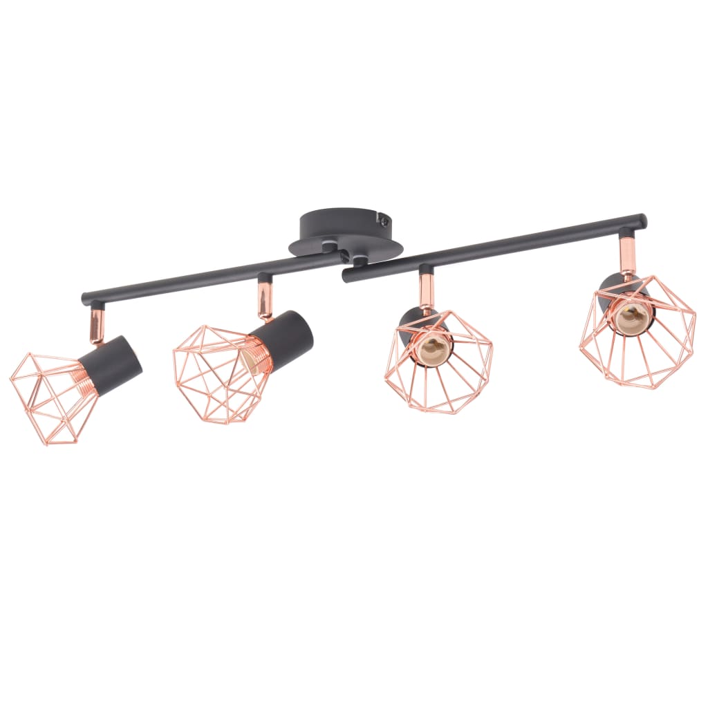 Berkfield Ceiling Lamp with 4 Spotlights E14 Black and Copper