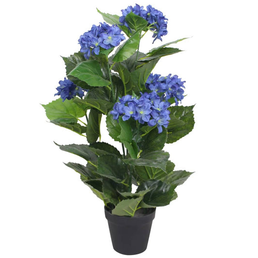 Berkfield Artificial Hydrangea Plant with Pot 60 cm Blue