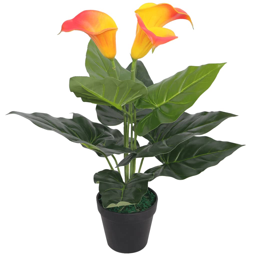 Berkfield Artificial Calla Lily Plant with Pot 45 cm Red and Yellow