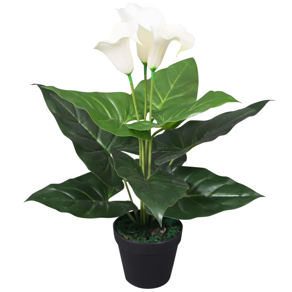 Berkfield Artificial Calla Lily Plant with Pot 45 cm White