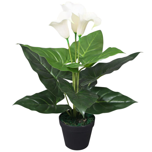 Berkfield Artificial Calla Lily Plant with Pot 45 cm White