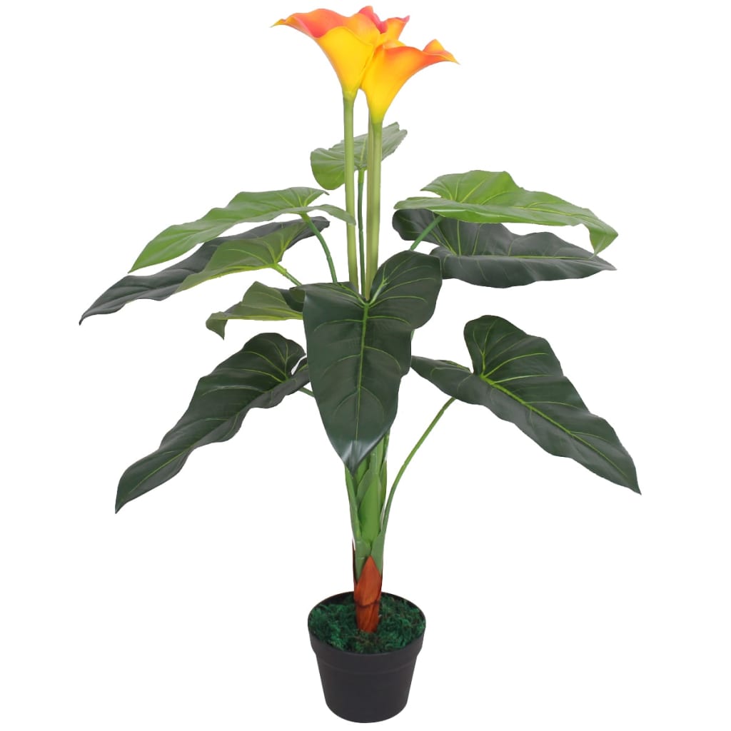 Berkfield Artificial Calla Lily Plant with Pot 85 cm Red and Yellow