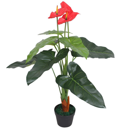 Berkfield Artificial Anthurium Plant with Pot 90 cm Red and Yellow