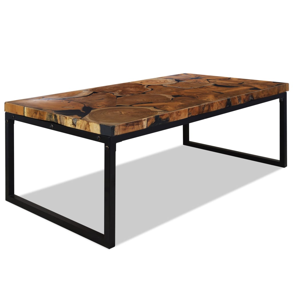 Berkfield Coffee Table Teak Resin 110x60x40 cm Black and Brown
