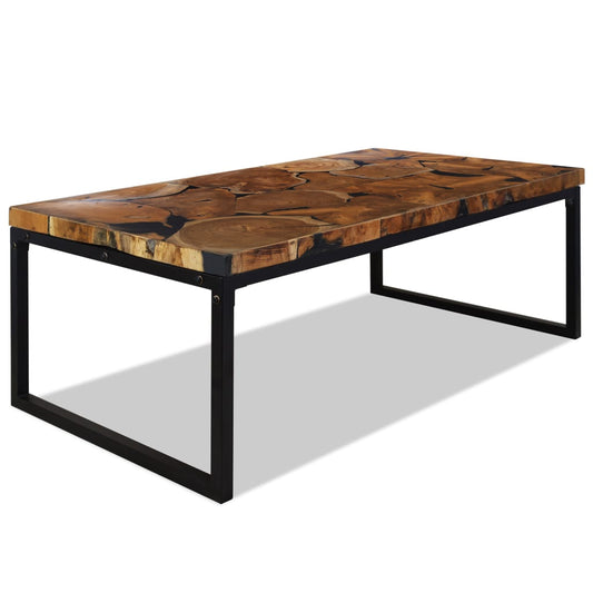 Berkfield Coffee Table Teak Resin 110x60x40 cm Black and Brown