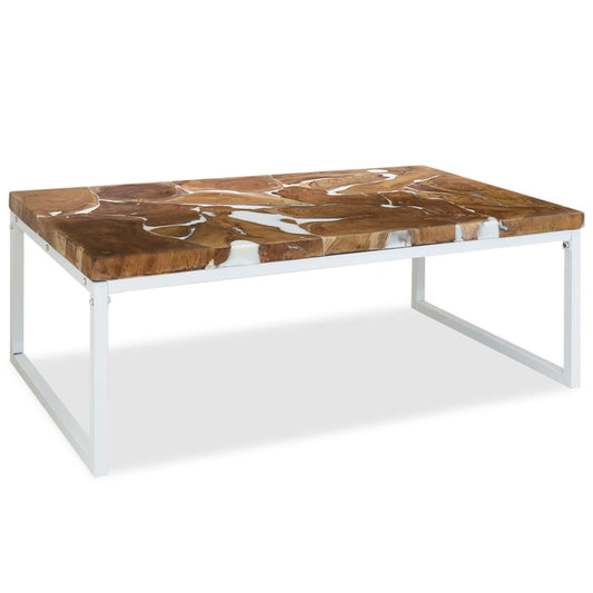 Berkfield Coffee Table Teak Resin 110x60x40 cm White and Brown
