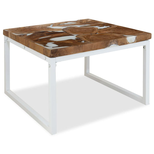 Berkfield Coffee Table Teak Resin 60x60x40 cm White and Brown