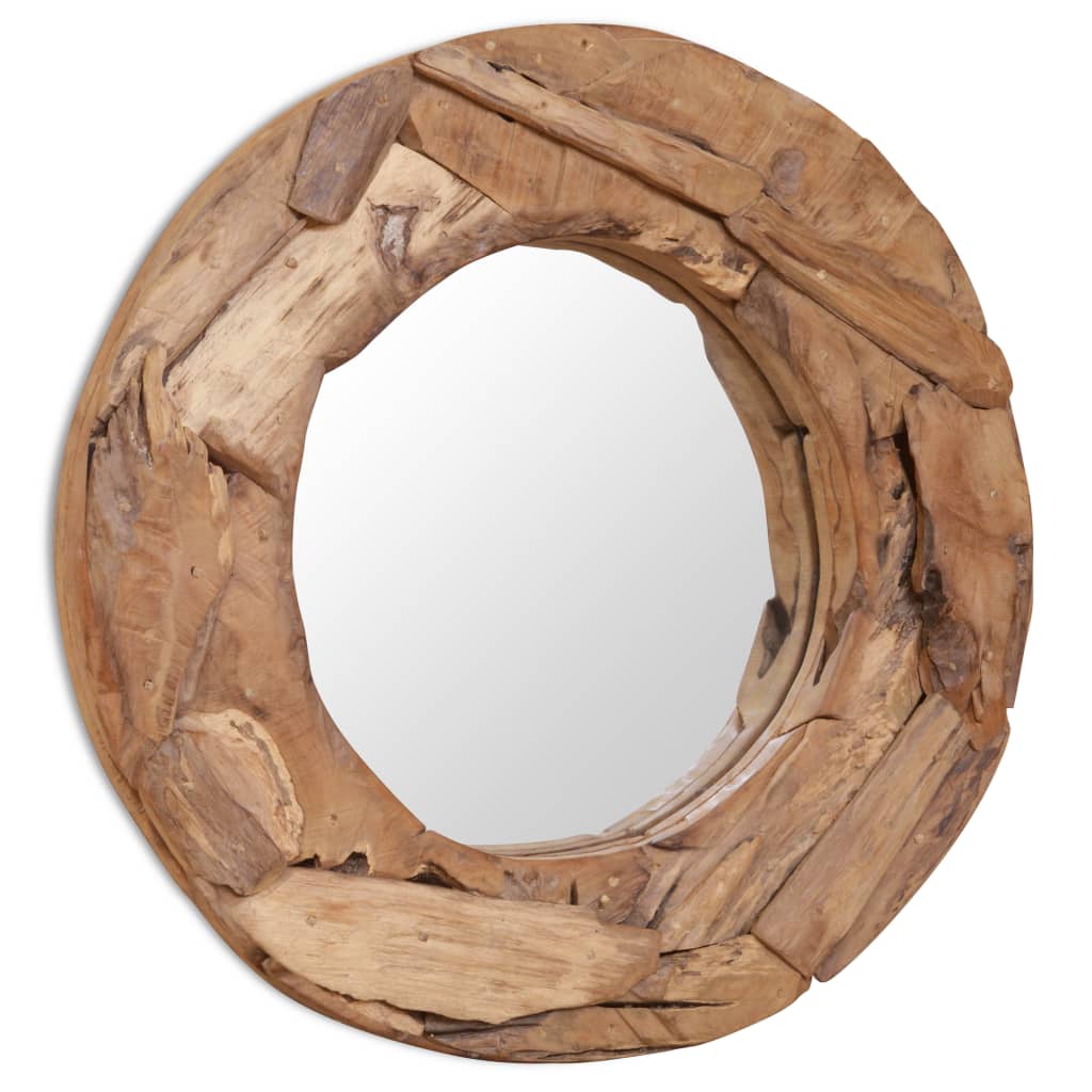 Berkfield Decorative Mirror Teak 60 cm Round