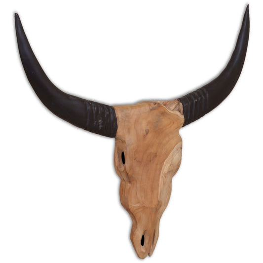 Berkfield Wall-Mounted Bull Skull Sculpture Teak 69x6x60 cm