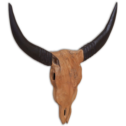 Berkfield Wall-Mounted Bull Skull Sculpture Teak 69x6x60 cm