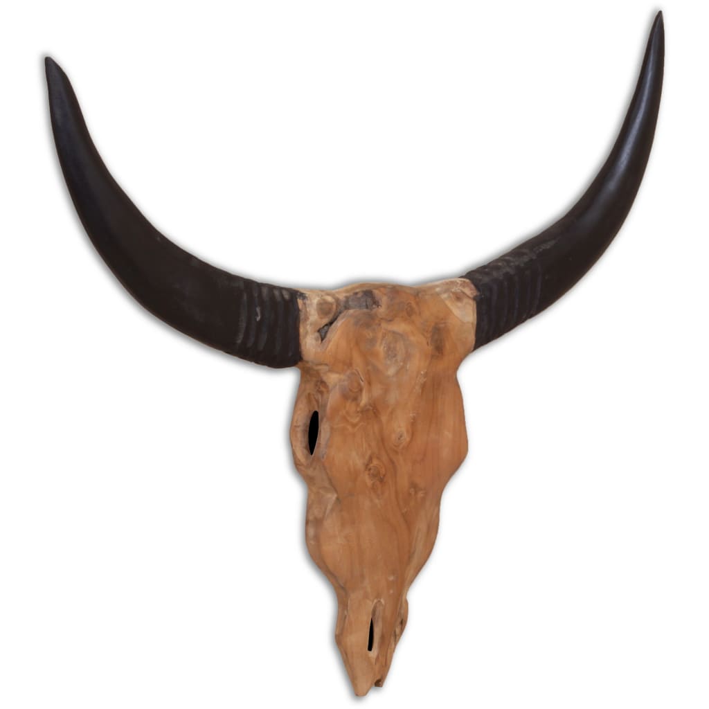 Berkfield Wall-Mounted Bull Skull Sculpture Teak 69x6x60 cm