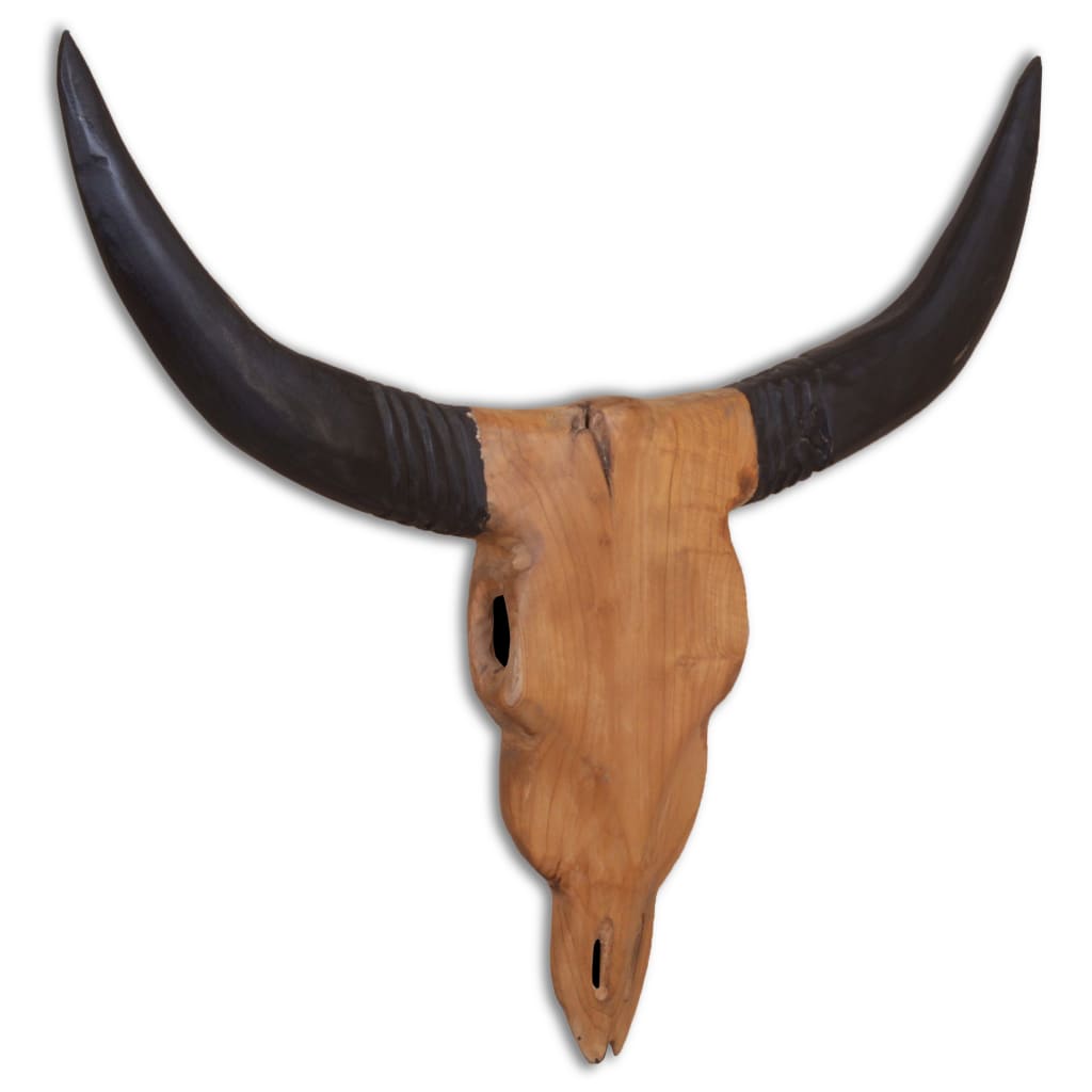 Berkfield Wall-Mounted Bull Skull Sculpture Teak 69x6x60 cm
