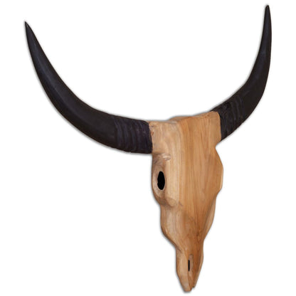 Berkfield Wall-Mounted Bull Skull Sculpture Teak 69x6x60 cm