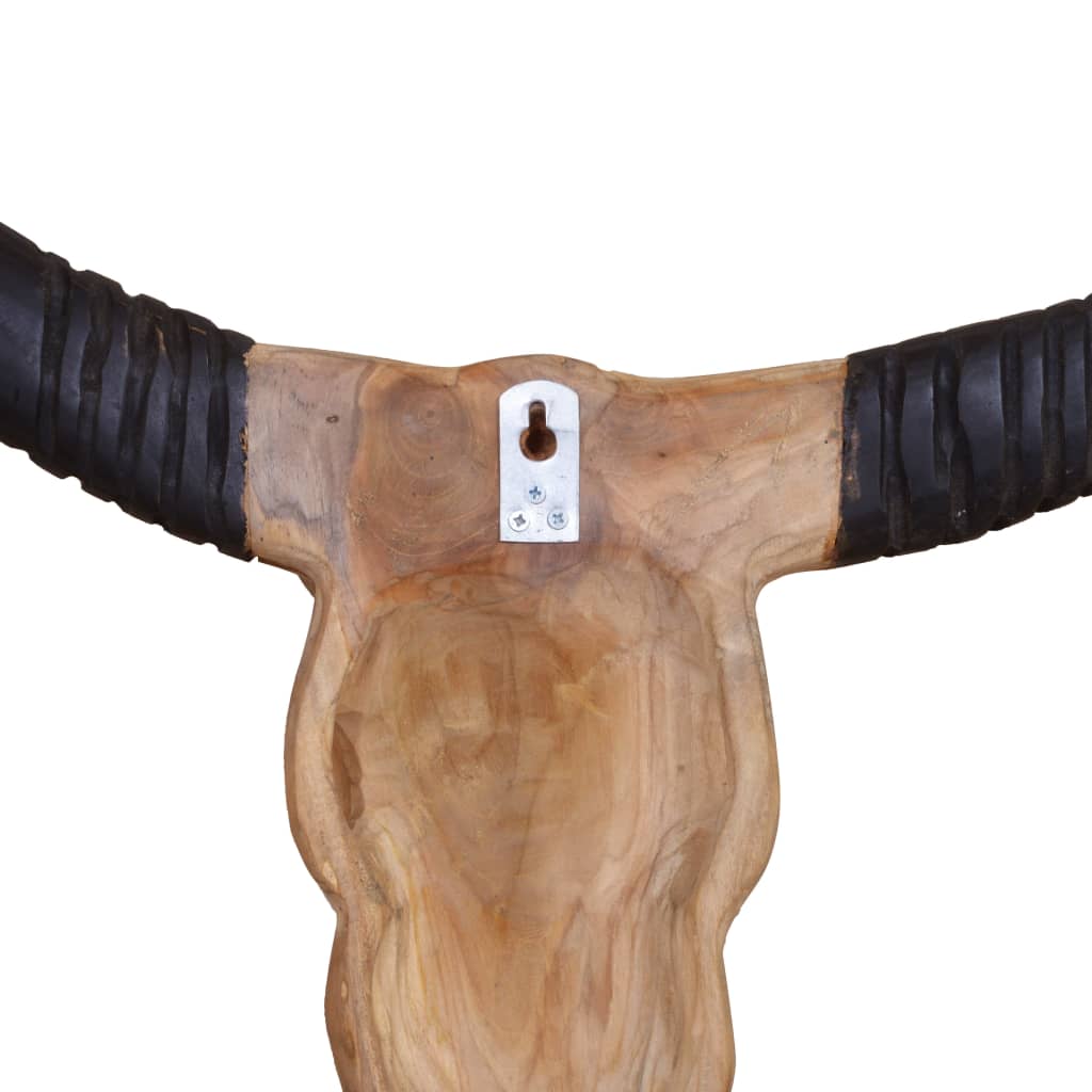 Berkfield Wall-Mounted Bull Skull Sculpture Teak 69x6x60 cm