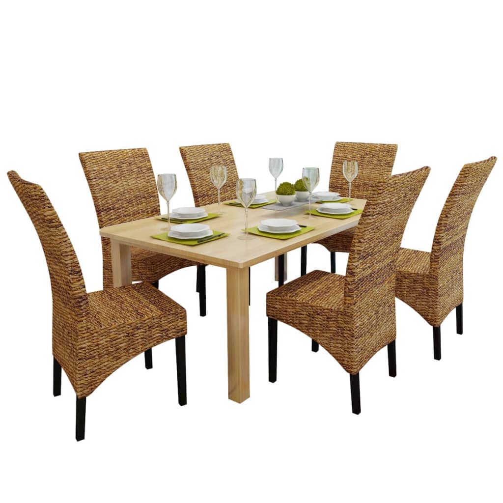 Berkfield Dining Chairs 6 pcs Abaca and Solid Mango Wood