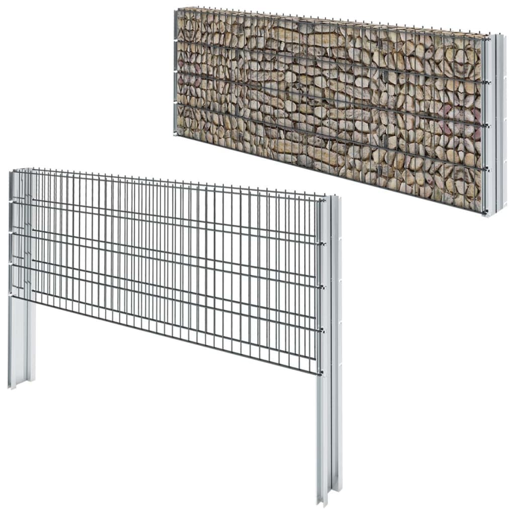 Berkfield 2D Gabion Fence Galvanised Steel 2.008x0.83 m 2 m (Total Length) Grey