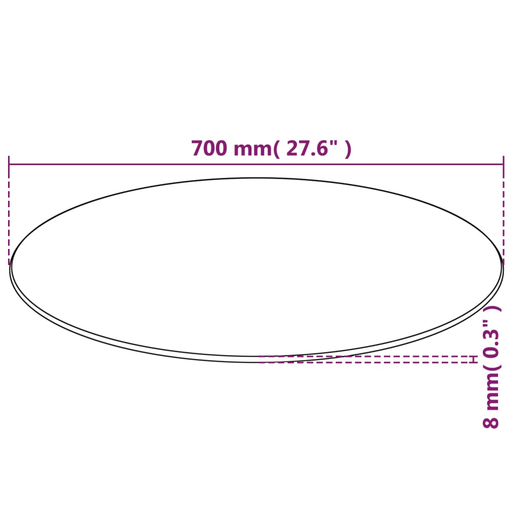 Berkfield Table Top Tempered Glass Round 700 mm
