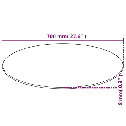 Berkfield Table Top Tempered Glass Round 700 mm