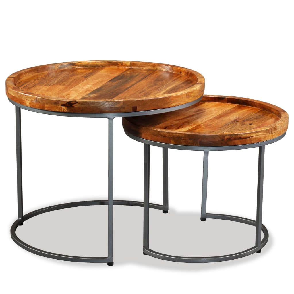Berkfield Side Table Set 2 Pieces Solid Mango Wood
