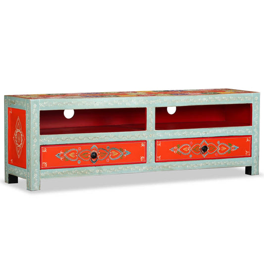 Berkfield TV Cabinet Solid Mango Wood Hand Painted