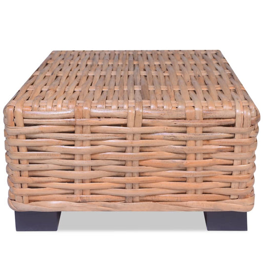 Berkfield Coffee Table Natural Rattan 45x45x30 cm