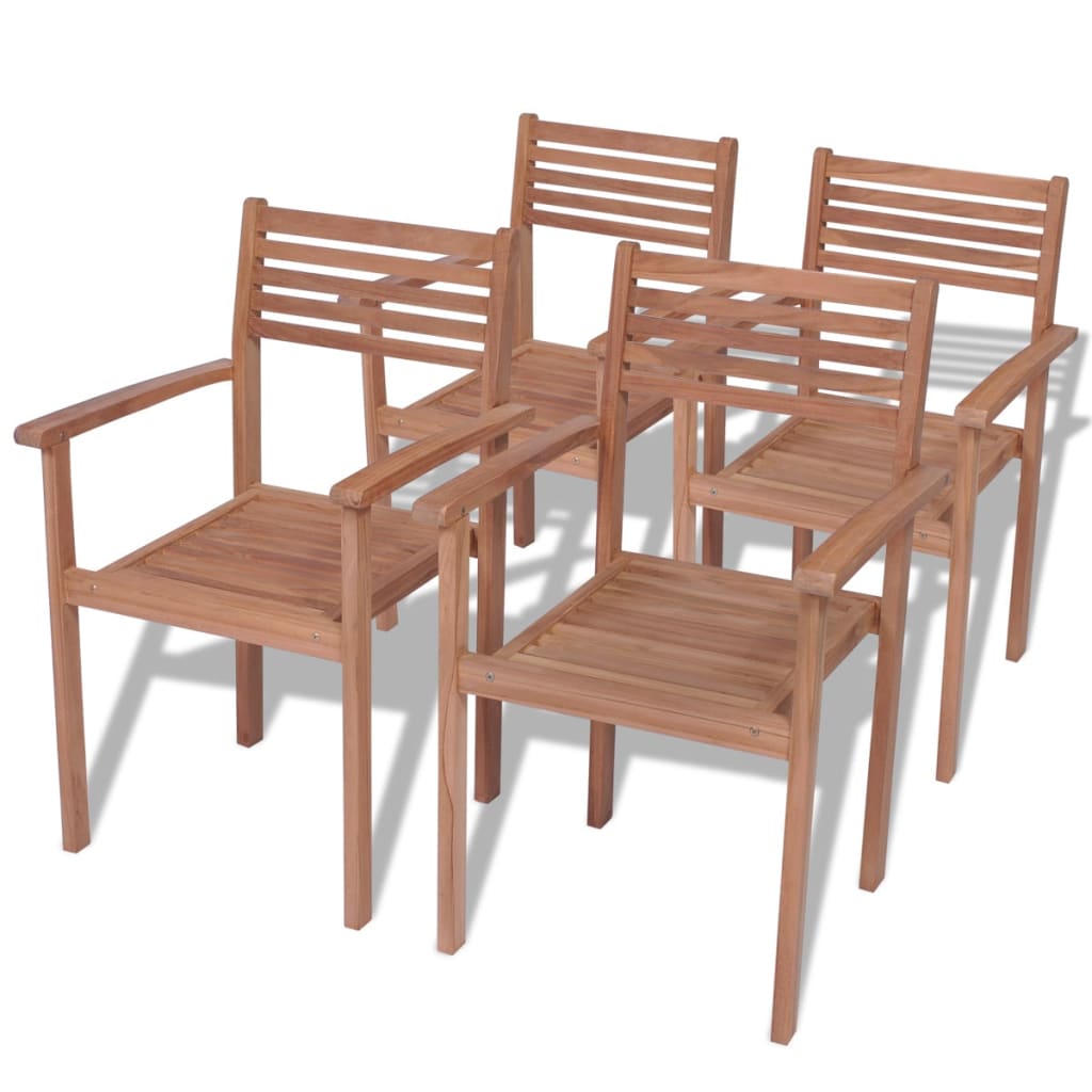 Berkfield Stackable Garden Chairs 4 pcs Solid Teak Wood