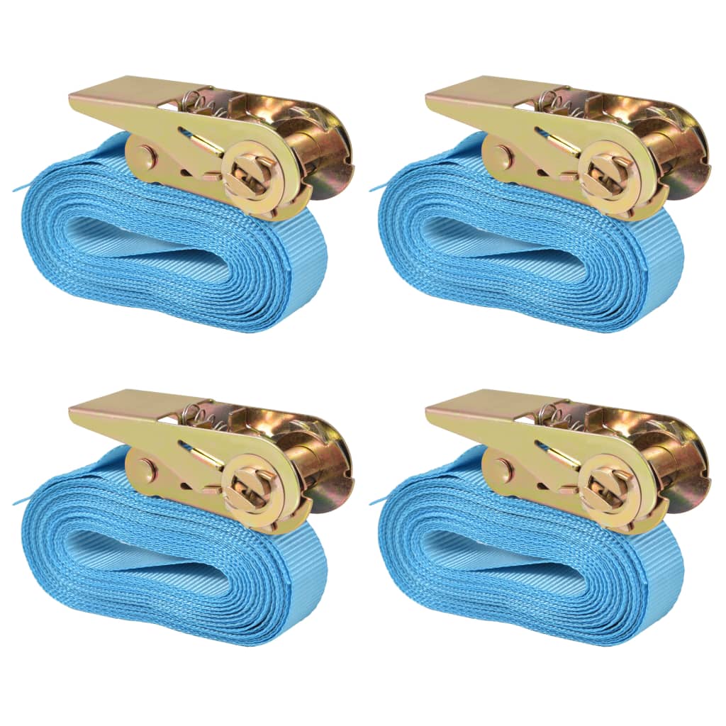 Berkfield Ratchet Tie Down Straps 4 pcs 0.8 Tonnes 6mx25mm Blue
