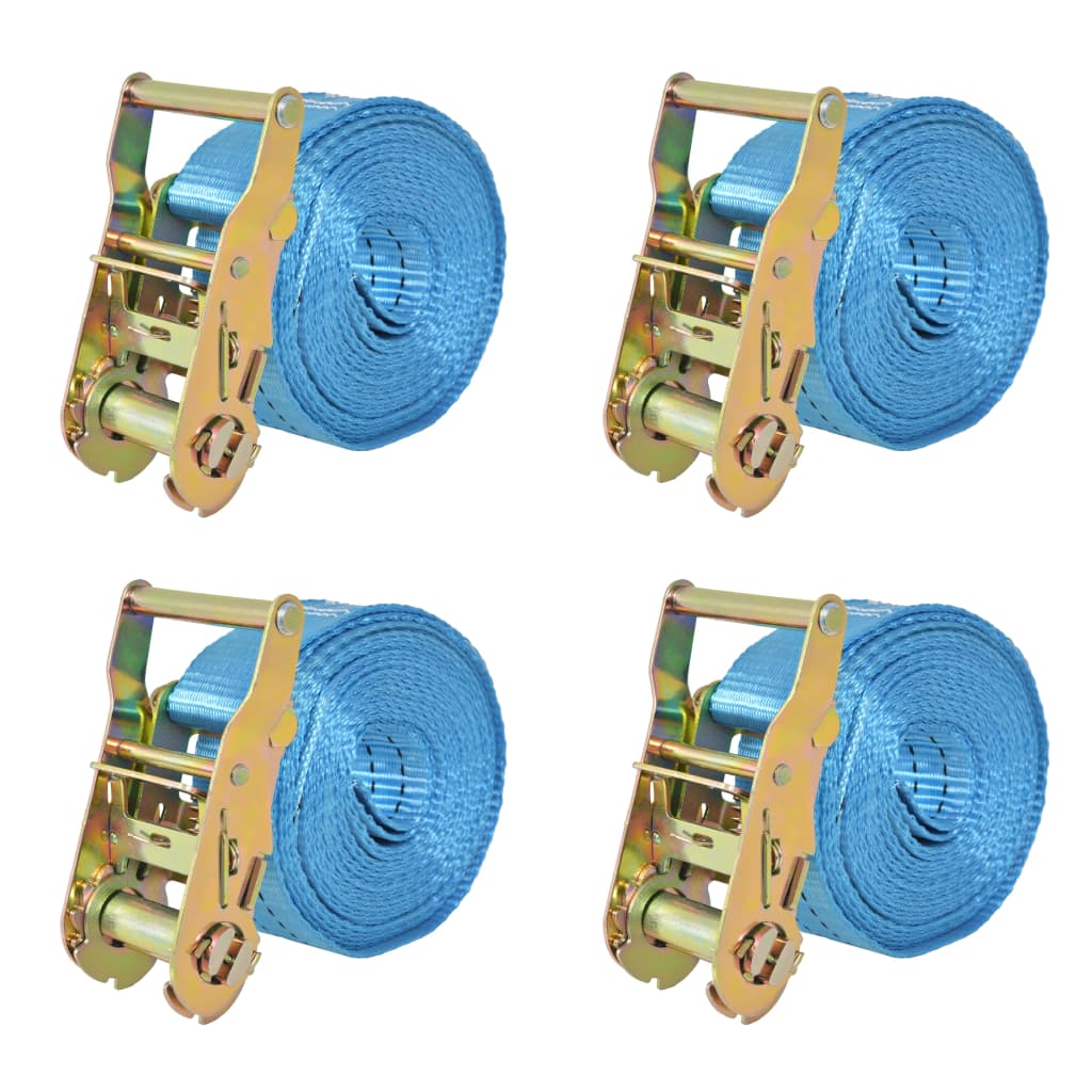 Berkfield Ratchet Tie Down Straps 4 pcs 2 Tonnes 6mx38mm Blue