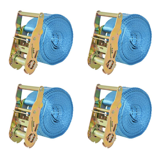 Berkfield Ratchet Tie Down Straps 4 pcs 2 Tonnes 6mx38mm Blue