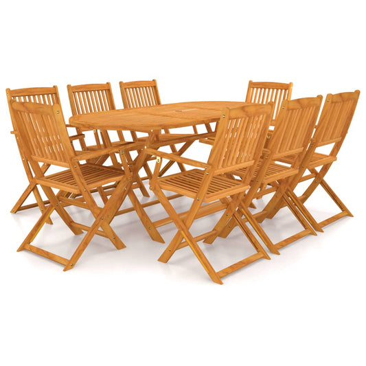 Berkfield 9 Piece Folding Outdoor Dining Set Solid Acacia Wood