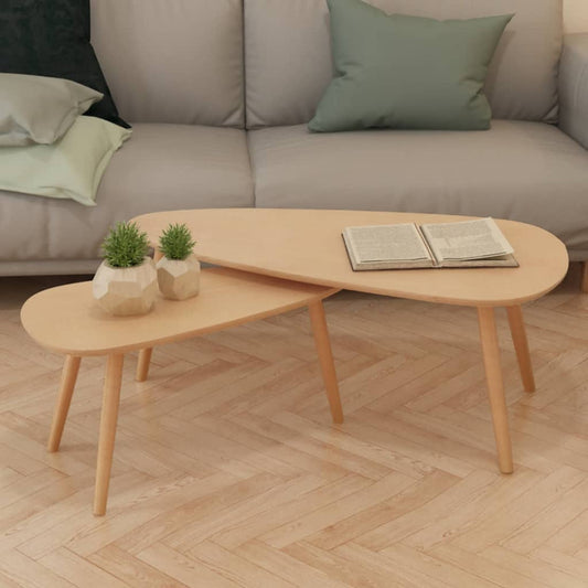 Berkfield Coffee Table Set 2 Pieces Solid Pinewood Brown