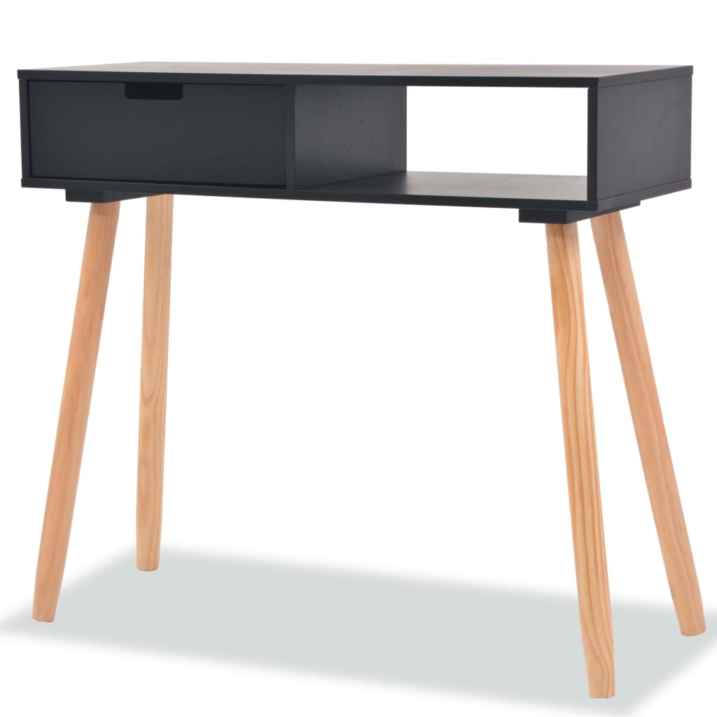 Berkfield Console Table Solid Pinewood 80x30x72 cm Black