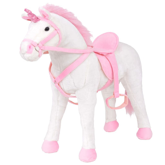 Berkfield Standing Plush Toy Unicorn White and Pink XXL