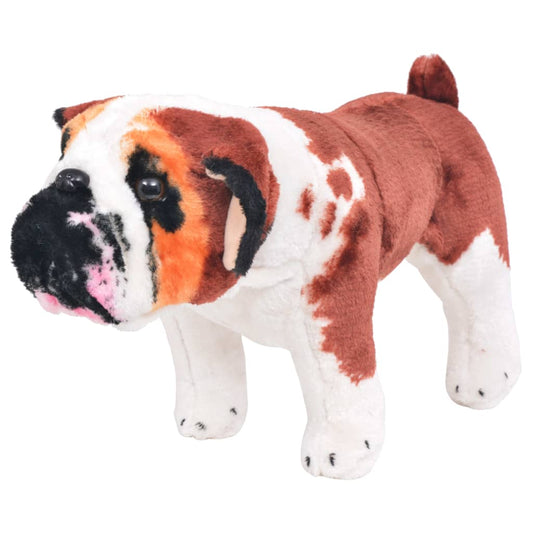 Berkfield Standing Plush Toy Bulldog White and Brown XXL