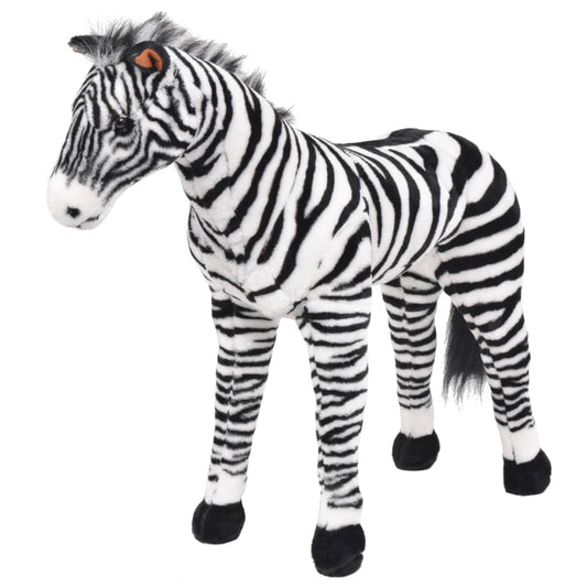 Berkfield Standing Plush Toy Zebra Black and White XXL