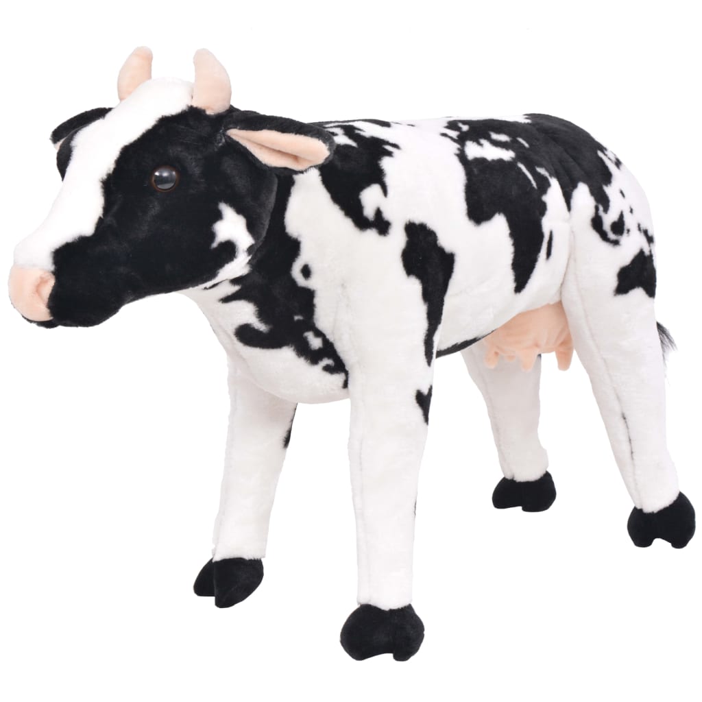 Berkfield Standing Plush Toy Cow Black and White XXL