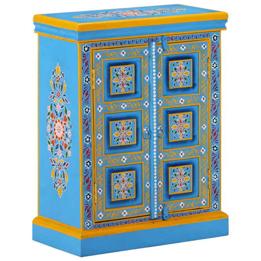 Berkfield Sideboard Solid Mango Wood Turquoise Hand Painted
