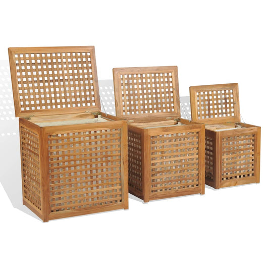 Berkfield Laundry Box Set 3 Pieces Teak