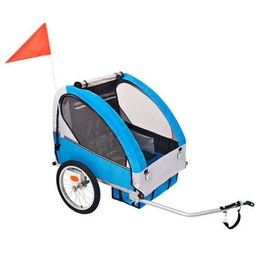 Berkfield Kids' Bicycle Trailer Grey and Blue 30 kg