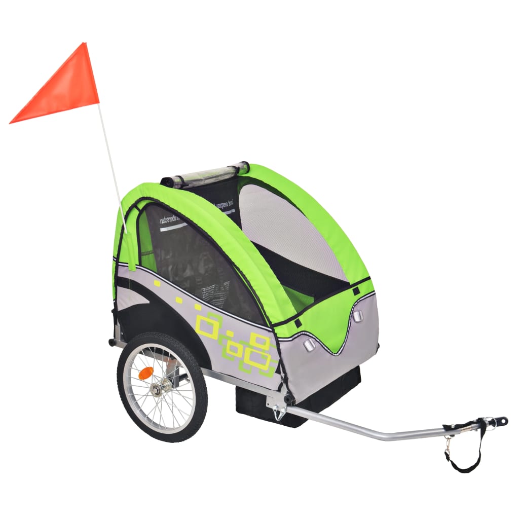 Berkfield Kids' Bicycle Trailer Grey and Green 30 kg