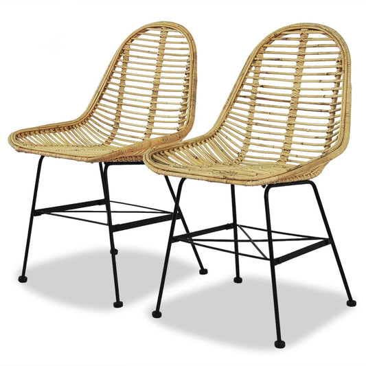 Berkfield Dining Chairs 2 pcs Natural Rattan