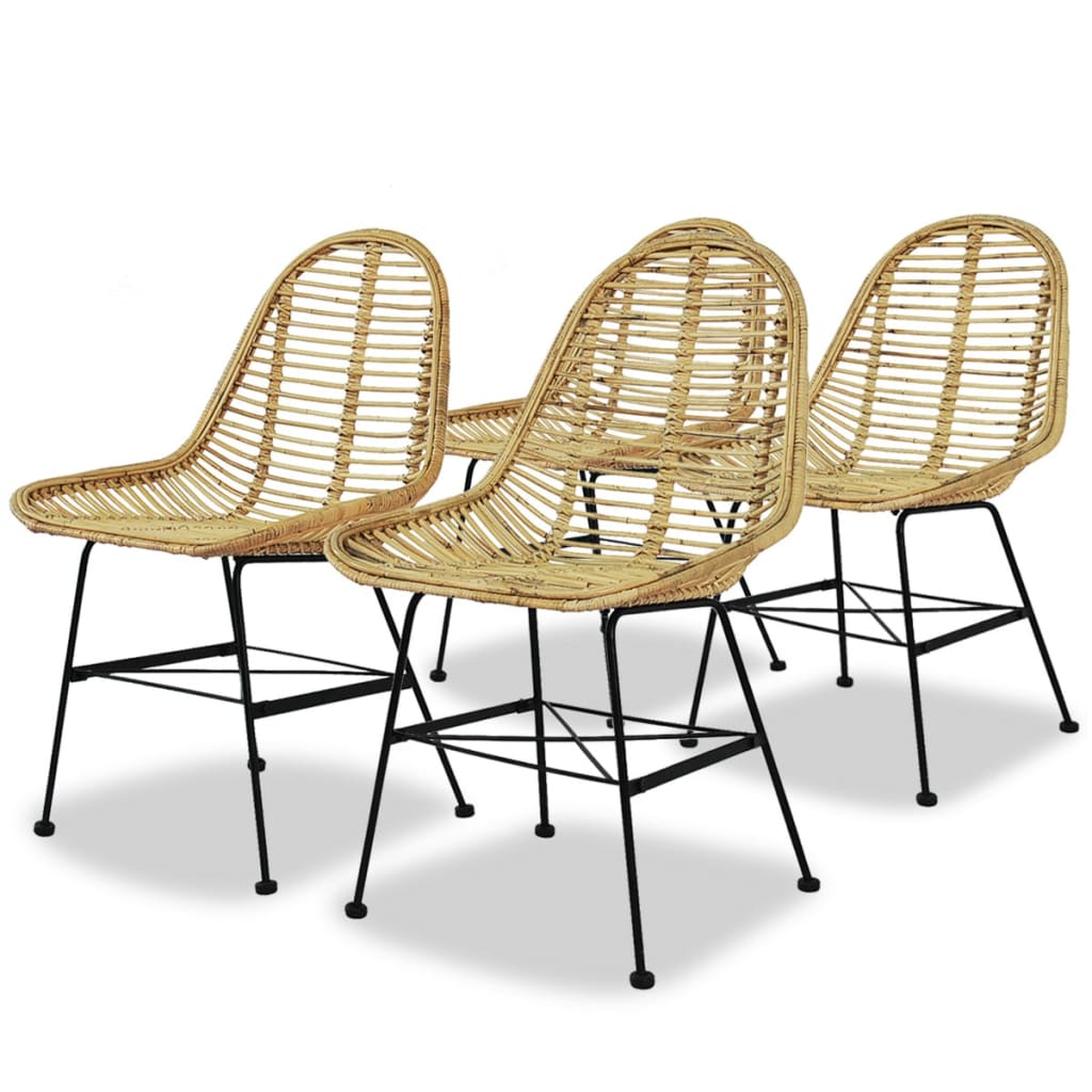Berkfield Dining Chairs 4 pcs Natural Rattan